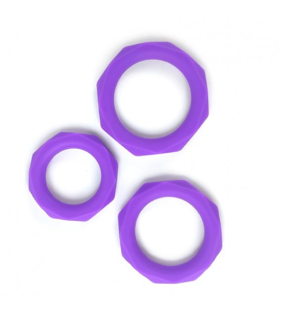 Set de 3 Anillos para el Pene Silicona Púrpura