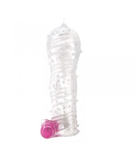 Funda para el Pene Texturizada con Bala Vibradora Transparen