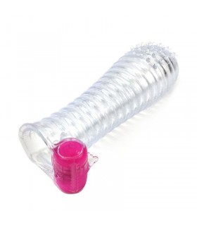 Funda para el Pene con Vibración Transparente estriada