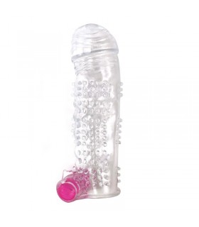 Funda para el Pene puntitos Texturizada con Bala Vibradora Transparen