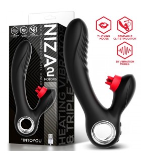 Niza Vibrador con Calor y Triple Lengua Estimuladora de Clít