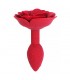 Plug Anal de Silicona con Rosa Rojo