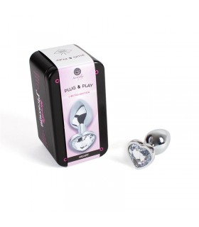 Plug Anal de Metal Corazón Transparente Talla S