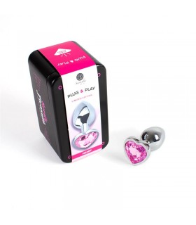 Plug Anal de Metal Corazón Fuchsia Talla S