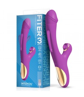 Fiter Vibrador con Succión y Lengua Flip-Flap 3 Motores Púrp