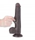 Dildo Dual Density Piel Deslizante 9 Negro