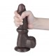 Dildo Dual Layer Piel Deslizante 8 Negro testiculos