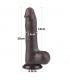 Dildo Dual Layer Piel Deslizante 8 Negro testiculos
