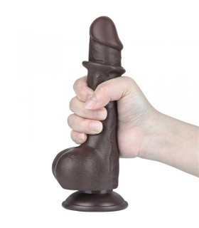 Dildo Dual Layer Piel Deslizante 7.5 Testiculos negro