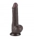 Dildo Dual Layer Piel Deslizante 7.5 Testiculos negro