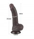Dildo Dual Layer Piel Deslizante 7.5 Negro testiculos