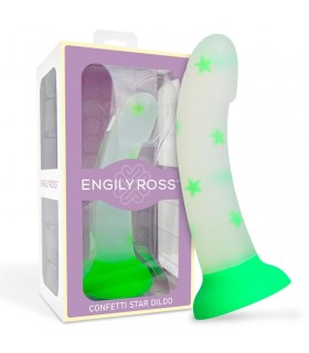 Dildo que Brilla en la Oscuridad Confetti Star Silicona Líqu