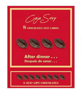 Caja Roja Sexy Forma de Labios Chocolate Negro 8 unidades