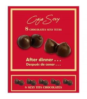 Caja Roja Sexy Forma de Teta Chocolate Negro 8 unidades