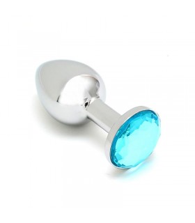 Plug Anal de Metal Sofia con Joya Azul