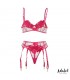 Nora Set Sujetador, Tanga y Liguero con Flores Fuchsia