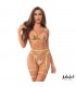 Zoey Set Sujetador, Tanga, Liguero y Ligas Amarillo Floral