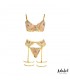 Zoey Set Sujetador, Tanga, Liguero y Ligas Amarillo Floral