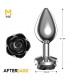 Plug Anal de Metal con Rosa Negra en la Base Talla M
