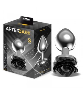 Plug Anal de Metal con Rosa Negra en la Base Talla S