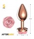 Plug Anal de Metal Oro Rosa con Rosa Rosa en la Base Talla S