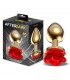 Plug Anal de Metal Dorado con Rosa Roja en la Base Talla M