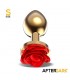Plug Anal de Metal Dorado con Rosa Roja en la Base Talla S