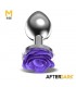 Plug Anal de Metal con Rosa Púrpura en la Base Talla M