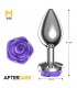 Plug Anal de Metal con Rosa Púrpura en la Base Talla M