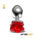 Plug Anal de Metal con Rosa Roja en la Base Talla S