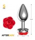Plug Anal de Metal con Rosa Roja en la Base Talla S