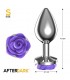 Plug Anal de Metal con Rosa Púrpura en la Base Talla S