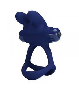 Anillo para el Pene y testiculos con Vibración azul oscuro
