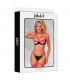 Pauline Set Sujetador, Tanga, Ligas y Choker Negro y Rosa