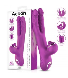 Nico Vibrador con Dildos Alternantes y Bola Percutora 4 Moto