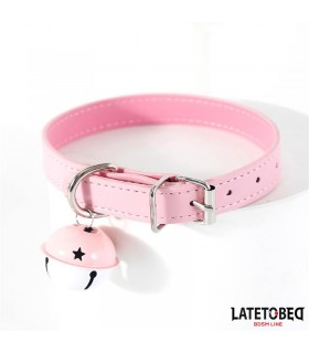 Collar con Cascabel Ajustable Rosa