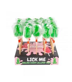 Display 40 Piruletas Pene Menta Efecto Frío