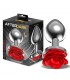 Plug Anal de Metal con Rosa Roja en la Base Talla L