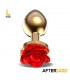 Plug Anal de Metal Dorado con Rosa Roja en la Base Talla L