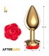 Plug Anal de Metal Dorado con Rosa Roja en la Base Talla L