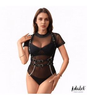 Brenda Arnés para Pecho Cuero Vegano con Cadenas Talla Única