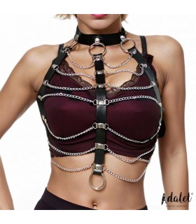 Hilda Arnés de Pecho con Cadenas Cuero Vegano Talla Única