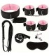 KIT BONDAGE BDSM NEGRO ROSA 8 PIEZAS