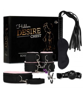 KIT BONDAGE BDSM NEGRO ROSA 8 PIEZAS