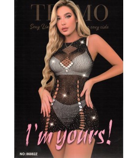 VESTIDO BRILLANTES NEGRO 86082Z
