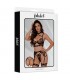 Hyacinth Set Sujetador, Tanga y Liguero Negro
