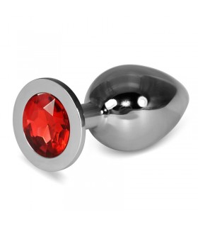Plug Anal Metal RoseBud Classic con Joya Rojo Talla L