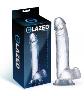 Dildo Realista con Testículos Material Cristalino 18 cm