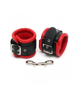 Esposas para Pies Cuero Negro y Rojo 7cm