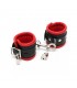 Esposas Cuero con Candado Negro y Rojo 7 cm